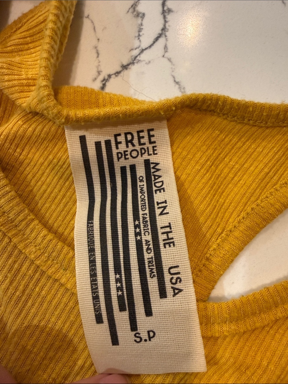 Free People Golden Yellow Ribbed Racerback Tank - Picture 2 of 3
